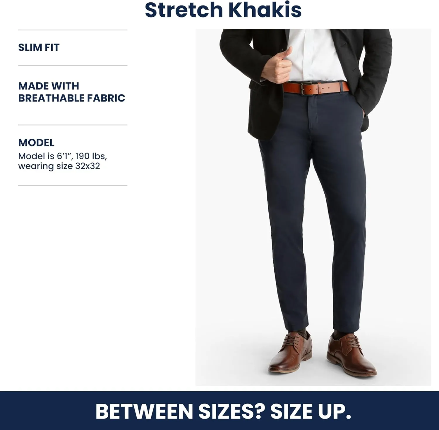 birddogs Mens Stretch Khakis  Casual, Slim Fit Pants