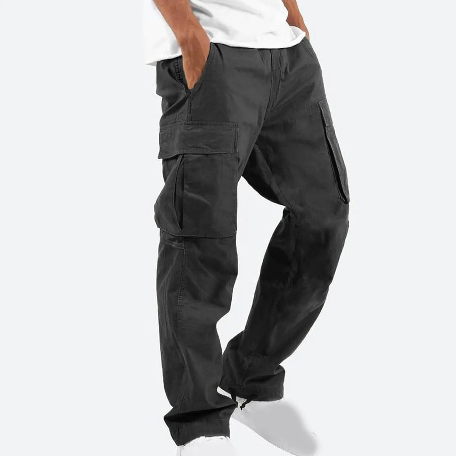Cargo Pants for Men Stretch Casual Joggers Athletic Pants Cotton Loose Baggy Tactical Pants Straight Leg Sweatpants