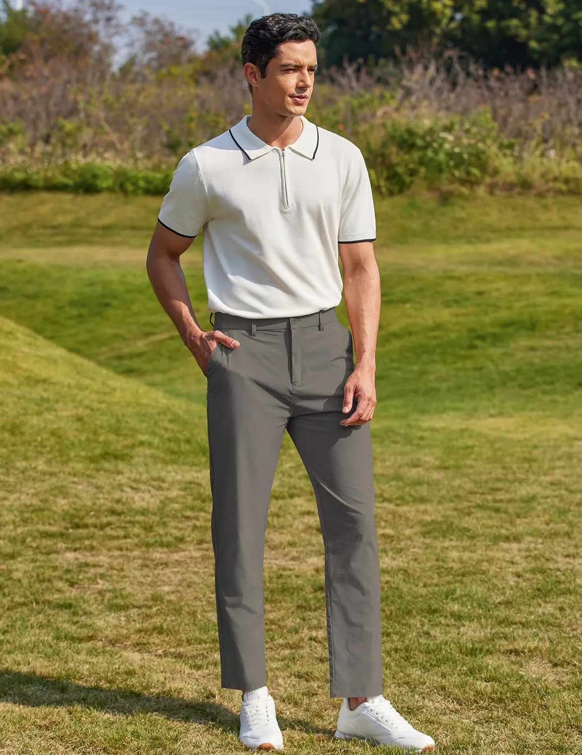 COOFANDY Men Golf Stretch Pant Casual Slim Fit Pant Lightweight Sweatpants with Pocket