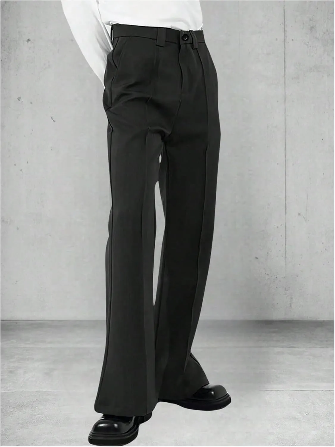 GORGLITTER Men's Bell Bottom Pants Slim Fit Flared Pants 70s Formal Dress Bootcut Trousers