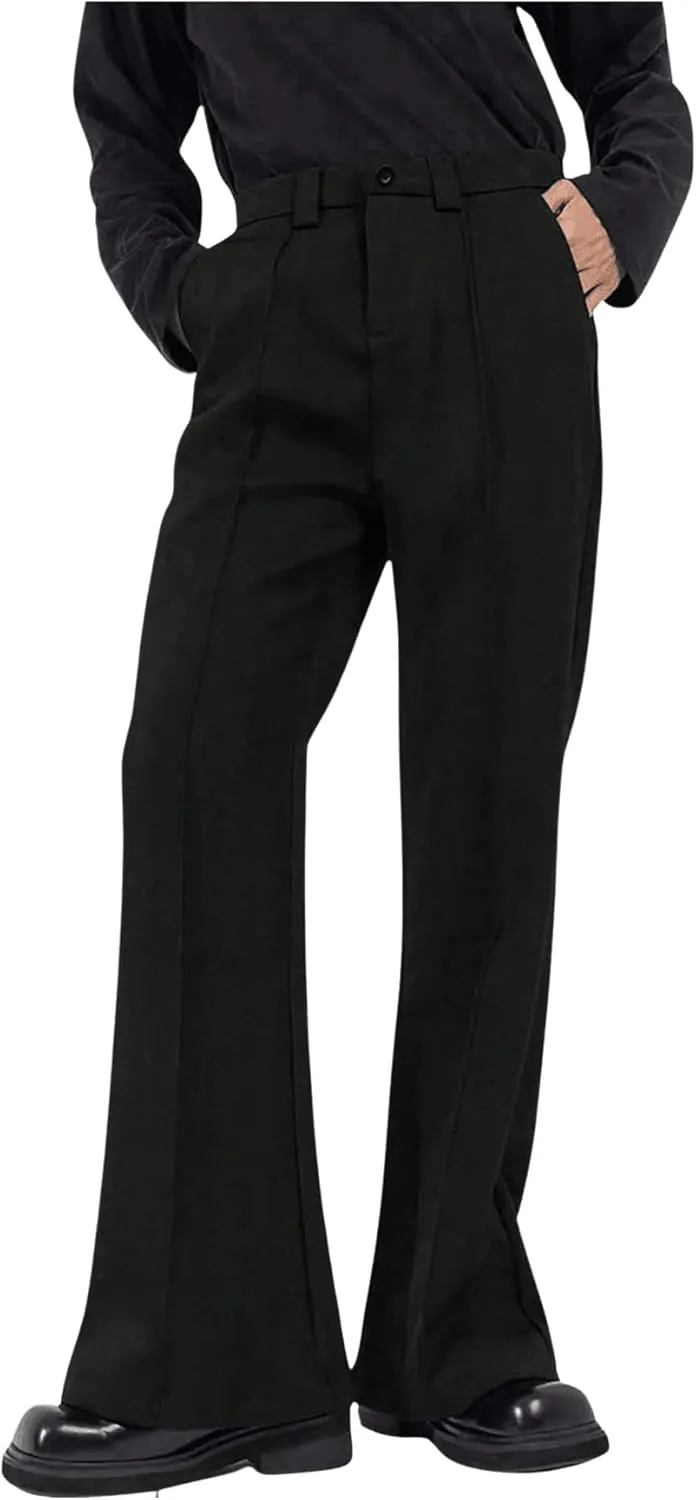 GORGLITTER Men's Bell Bottom Pants Slim Fit Flared Pants 70s Formal Dress Bootcut Trousers