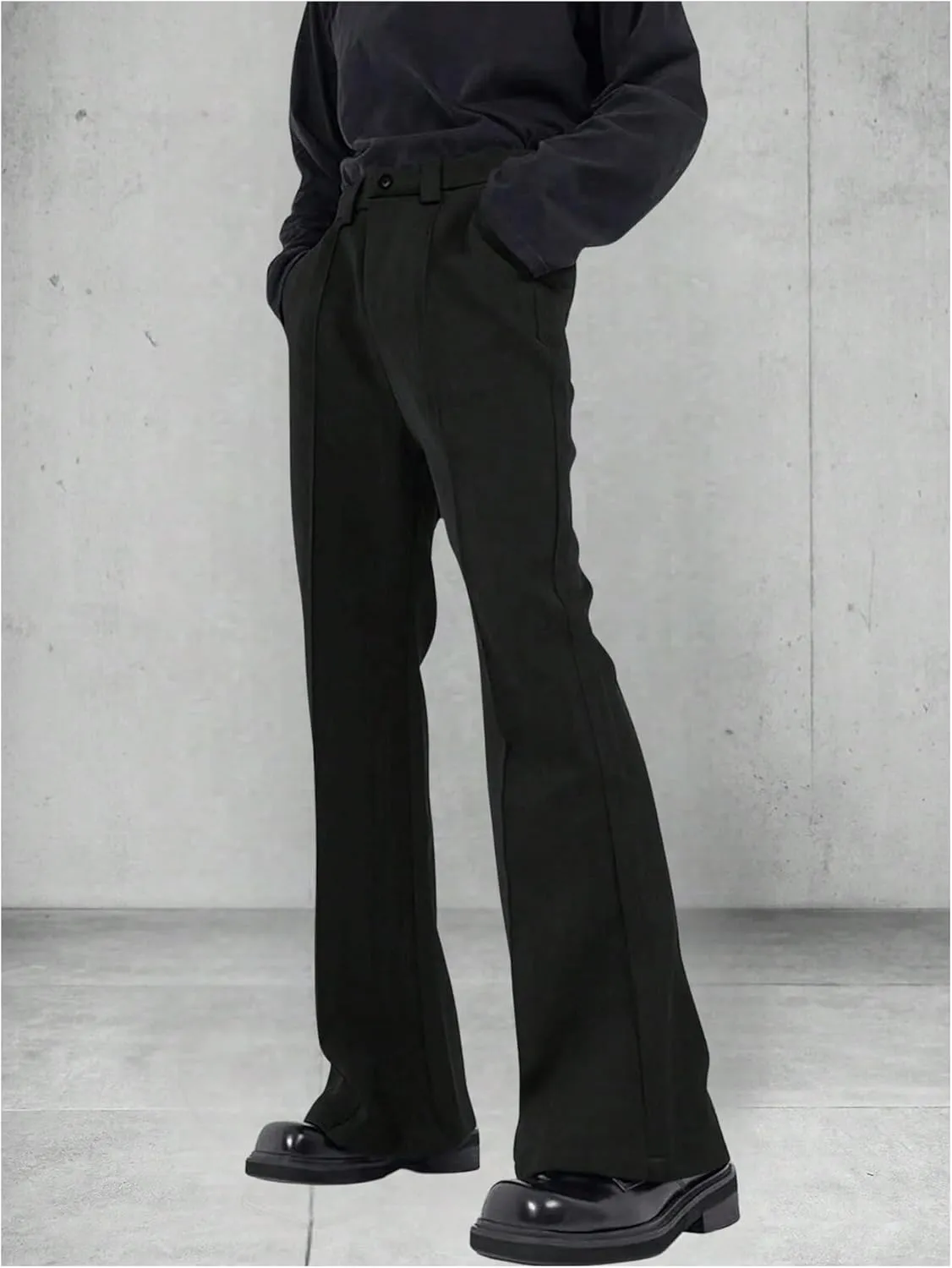 GORGLITTER Men's Bell Bottom Pants Slim Fit Flared Pants 70s Formal Dress Bootcut Trousers