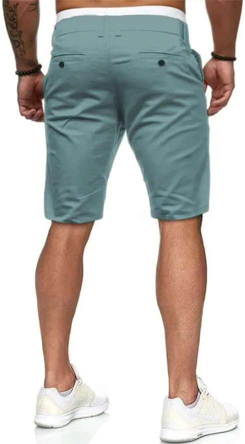 HUNGSON Mens Slim Fit Shorts Stretch Chino Short Pants
