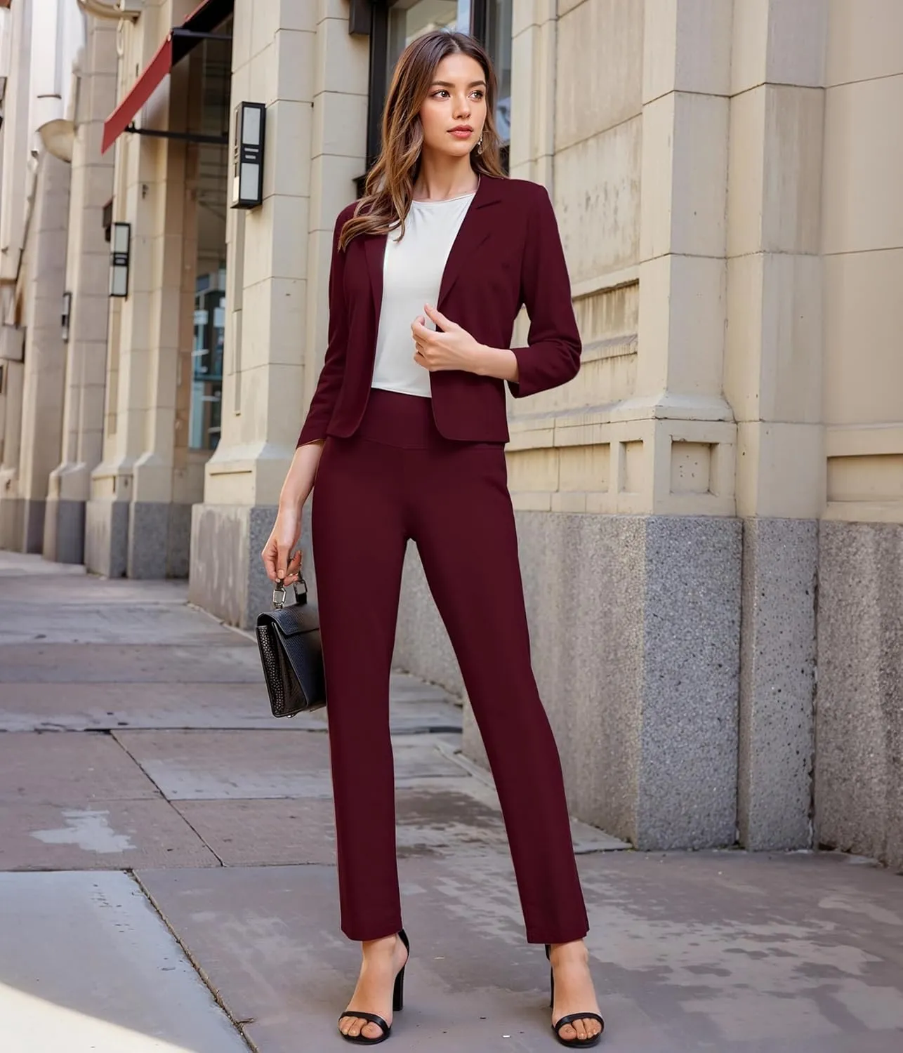 Hybrid & Company Womens Business Millennium Slim Bootcut Pants