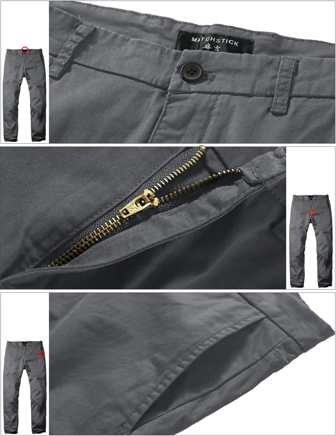 Match Men's Slim Tapered Stretchy Casual Pants #8105