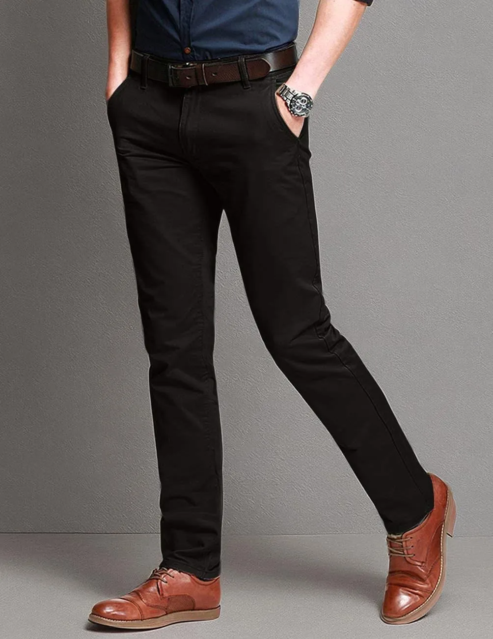 Match Men's Slim Tapered Stretchy Casual Pants