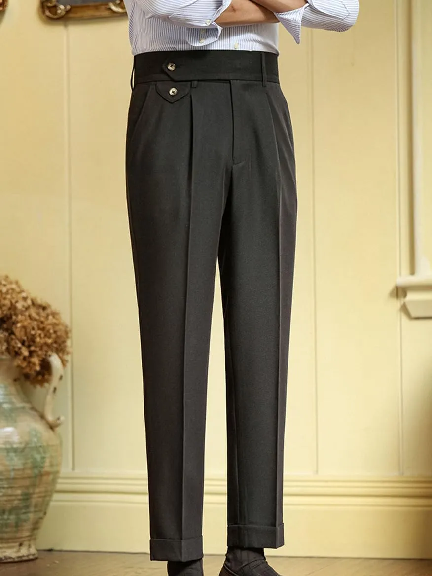Men's Slim Fit Business Pants Flat Front Classic Fit Dress Pants Casual Straight Trousers