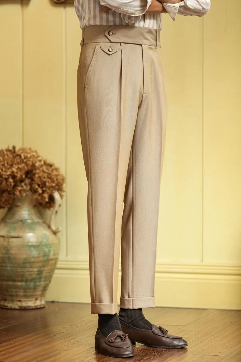 Men's Slim Fit Business Pants Flat Front Classic Fit Dress Pants Casual Straight Trousers