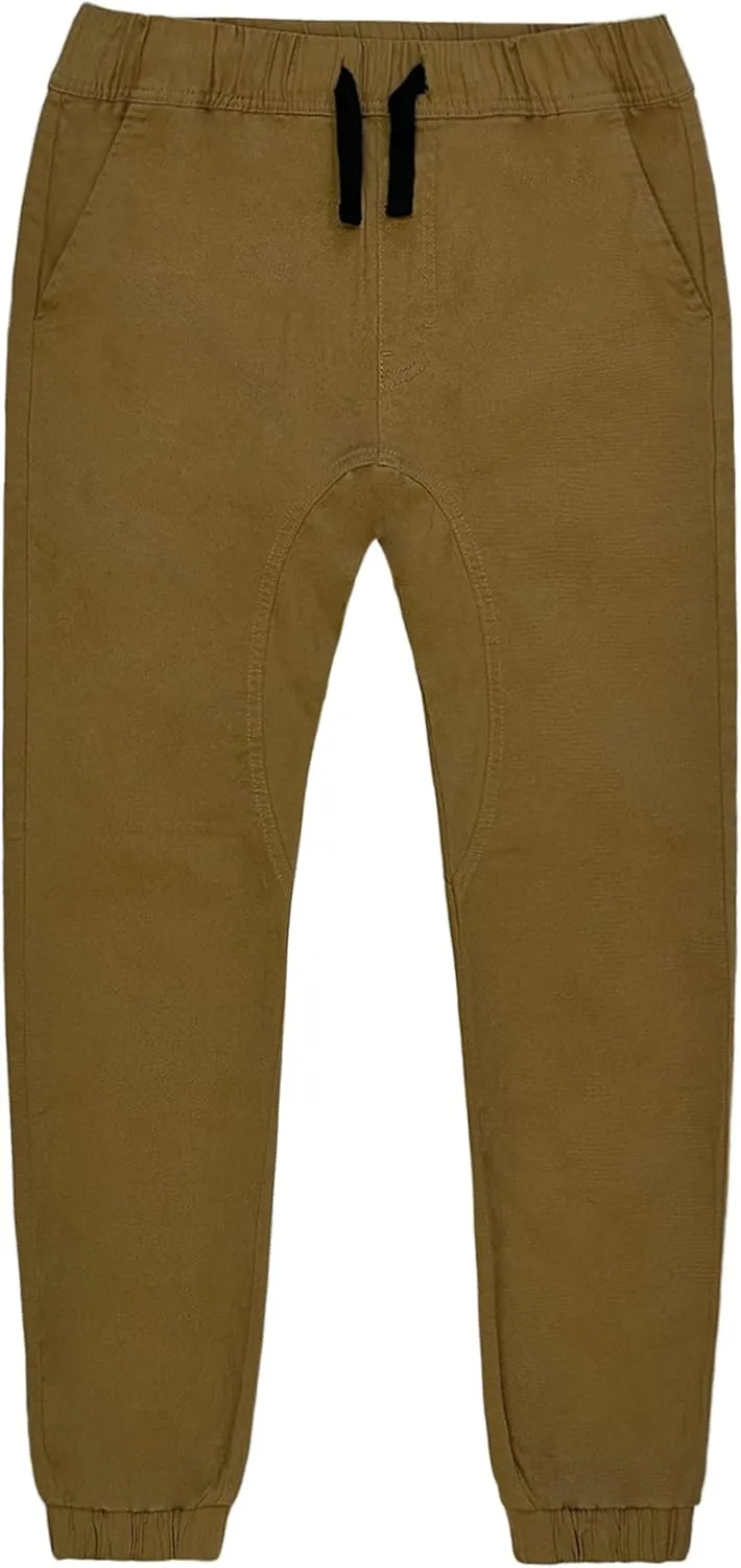 Southpole Boys' Cotton Twill Jogger Pants, Elastic Band Waist and Bottom, Age 8-18