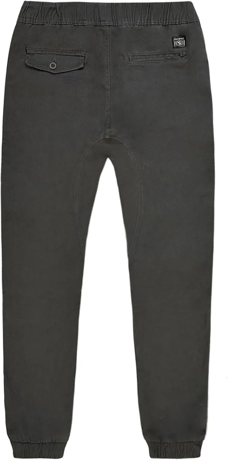 Southpole Boys' Cotton Twill Jogger Pants, Elastic Band Waist and Bottom, Age 8-18