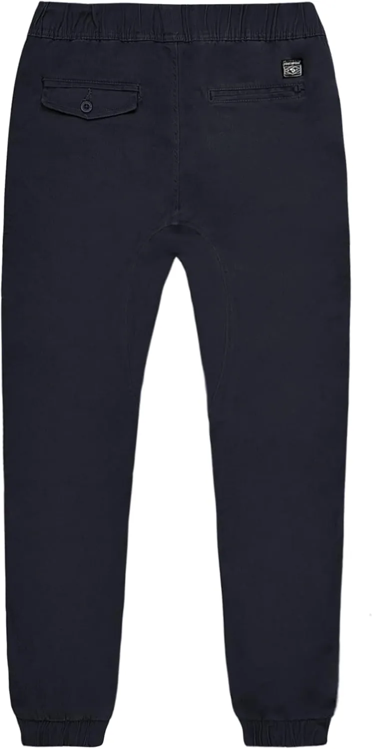 Southpole Boys' Cotton Twill Jogger Pants, Elastic Band Waist and Bottom, Age 8-18