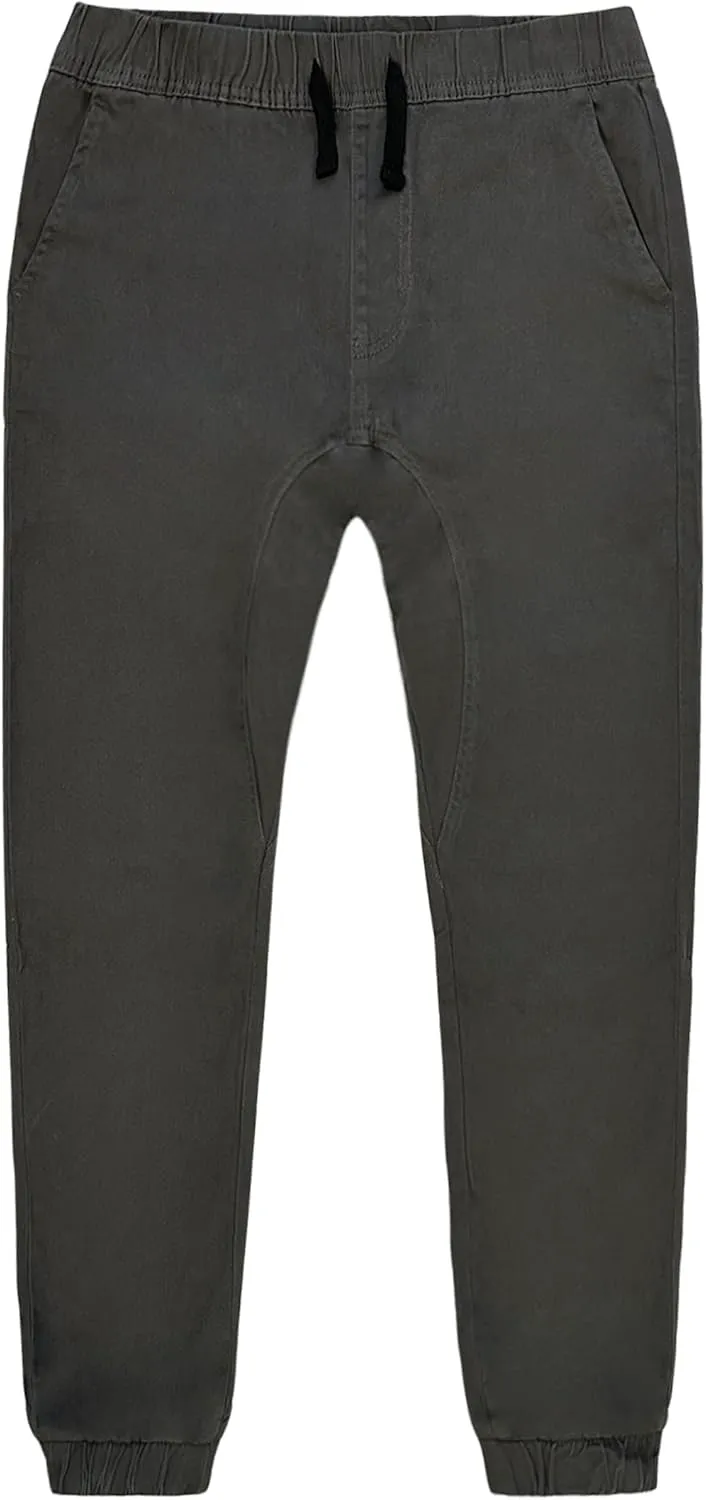 Southpole Boys' Cotton Twill Jogger Pants, Elastic Band Waist and Bottom, Age 8-18