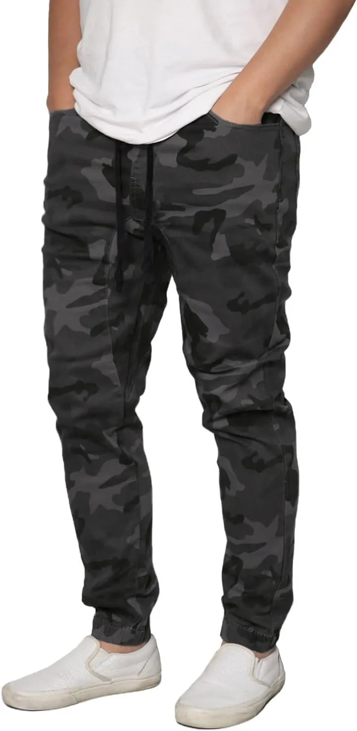 URBANJ Men's Casual Slim Fit Stretch Twill Jogger Pants