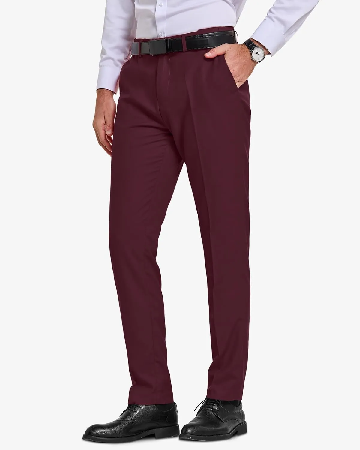 YND Men's Business Suit Pants Slim Fit Flex Flat Front Pant